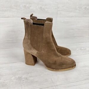L'idea by Lori Heeled Chelsea Boots Women US 7.5 - 8 EU 38 Brown Suede Leather